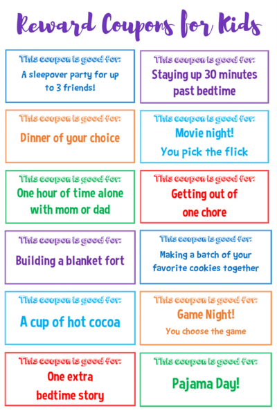 Printable Reward Coupons For Kids Printable Reward Coupons For Kids