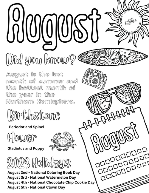 Free August Coloring Pages Free August Coloring Pages