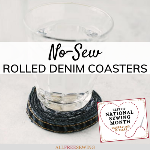 10 Minute No-Sew Rolled Denim Coasters 10 Minute No-Sew Rolled Denim Coasters
