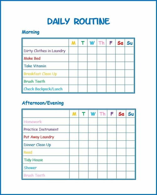 Use This Free Kids Daily Routine Printable To Develop Good Habits Use This Free Kids Daily Routine Printable To Develop Good Habits