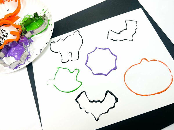 Halloween Painting With Cookie Cutters Halloween Painting With Cookie Cutters