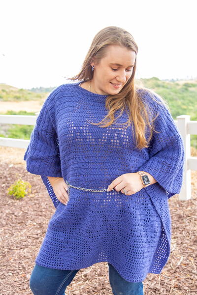 Oversized Filet Crochet Poncho Oversized Filet Crochet Poncho