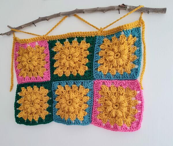 Crochet Flower Granny Square Wall Hanging Crochet Flower Granny Square Wall Hanging