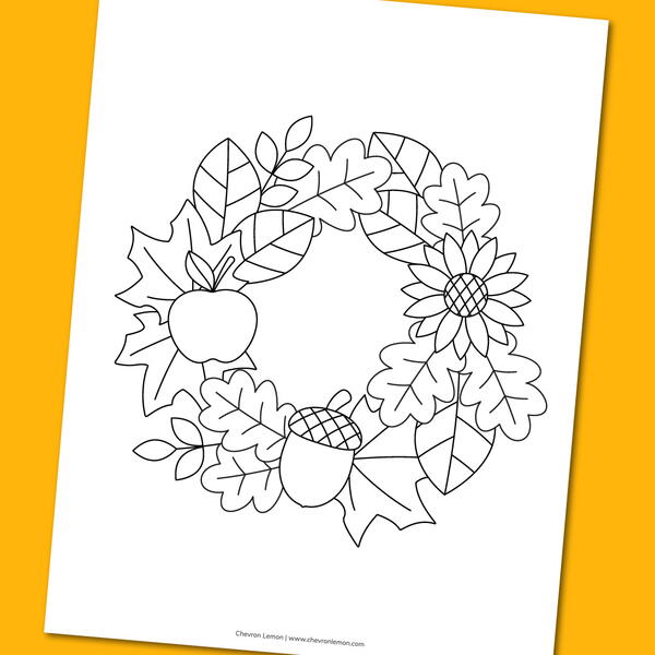 Printable Fall Wreath Coloring Page Printable Fall Wreath Coloring Page