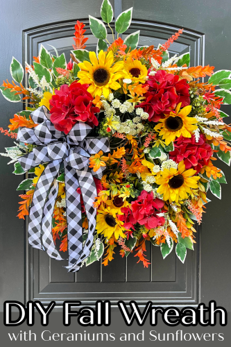 Diy Fall Wreath With Geraniums And Sunflowers Diy Fall Wreath With Geraniums And Sunflowers