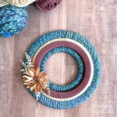 Fall Floral Yarn Wrap Wreath