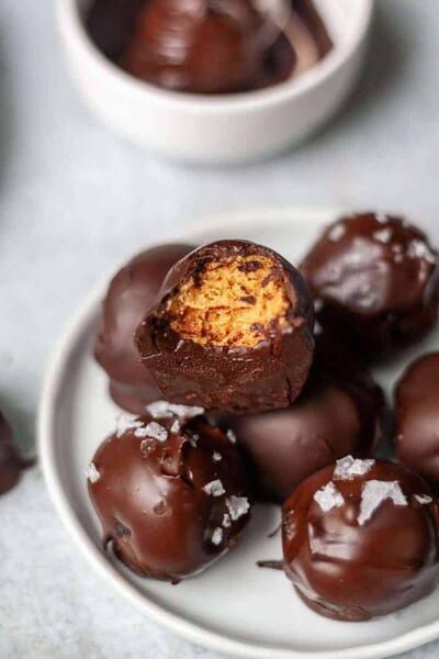 Paleo Chocolate Covered Almond Butter Balls