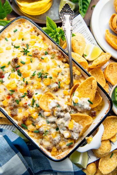 4-Ingredient Sausage Dip With Corn 4-Ingredient Sausage Dip With Corn