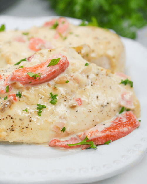 Chicken With Roasted Red Pepper Cream Sauce Chicken With Roasted Red Pepper Cream Sauce