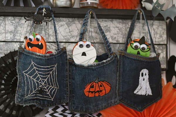 Denim Halloween Treat Pockets Denim Halloween Treat Pockets