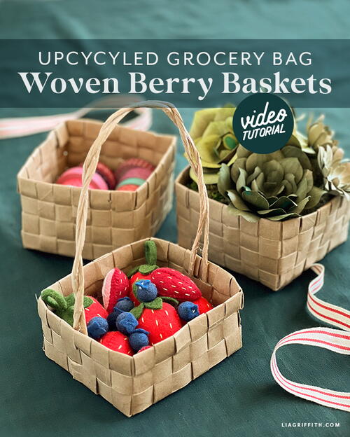 Upcycled Paper Bag Berry Basket Upcycled Paper Bag Berry Basket
