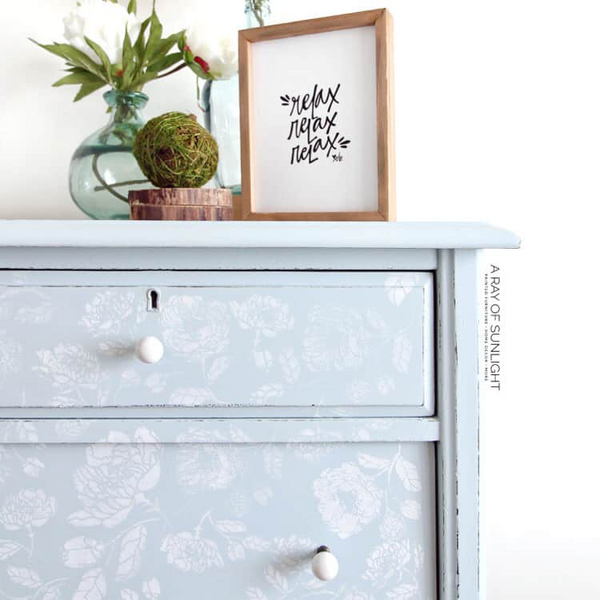 Floral Stenciled Dresser Floral Stenciled Dresser