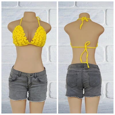 Ruffle Crochet Bikini Top 