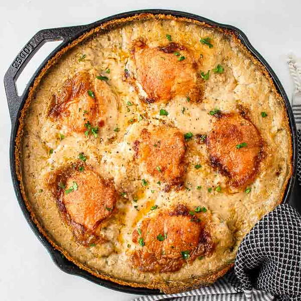 Creamy One Skillet Smothered Chicken Thighs Creamy One Skillet Smothered Chicken Thighs