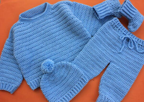 Winter Season Cozy Baby Sweater - Pants Full Set Pattern
