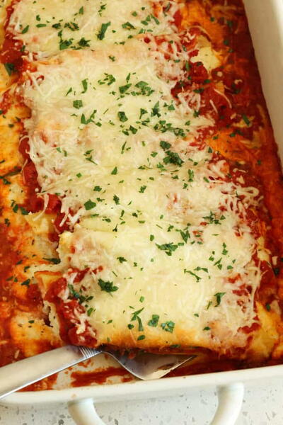 Three Cheese Stuffed Manicotti Three Cheese Stuffed Manicotti