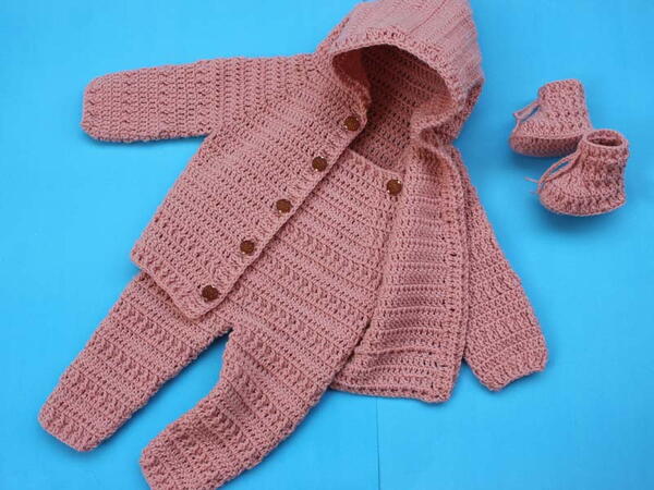 Cardigan Hooded Jacket With Baby Romper-overall Cardigan Hooded Jacket With Baby Romper-overall