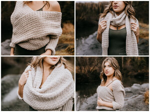 Crochet Sweater Scarf With Sleeves Crochet Sweater Scarf With Sleeves