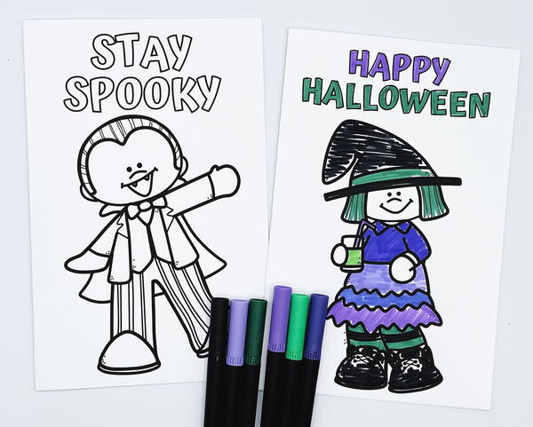 Halloween Coloring Cards Halloween Coloring Cards