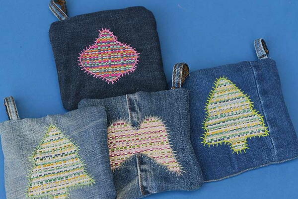Christmas Denim Pot Holders Christmas Denim Pot Holders