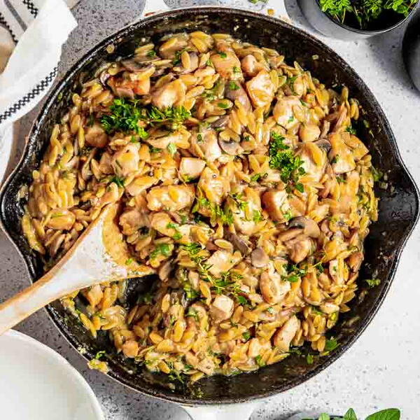 One Pot Creamy Chicken Mushroom Orzo With Parmesan One Pot Creamy Chicken Mushroom Orzo With Parmesan