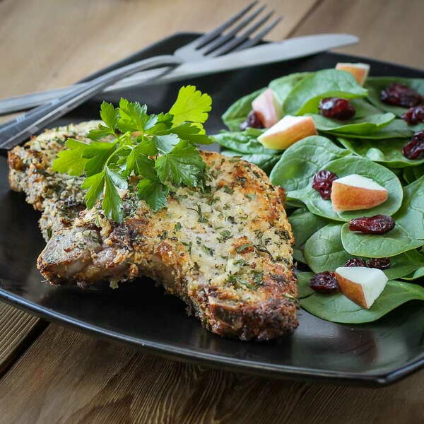 Delicious Blue Cheese Crusted Pork Chops bone-in Delicious Blue Cheese Crusted Pork Chops (bone-in)