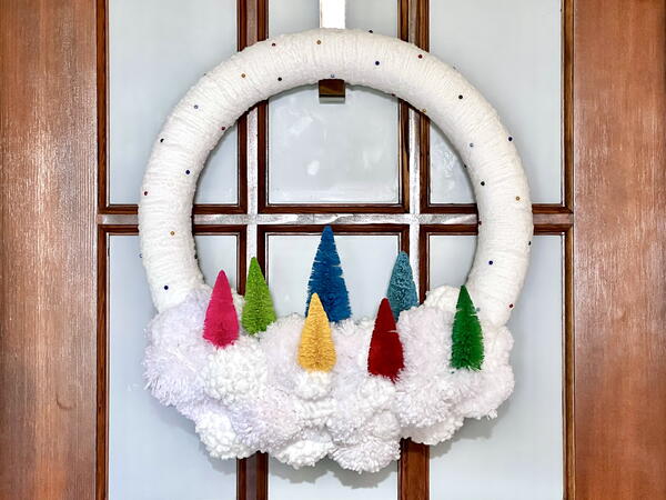 Colorful Tree And Pom Pom Wreath Colorful Tree And Pom Pom Wreath