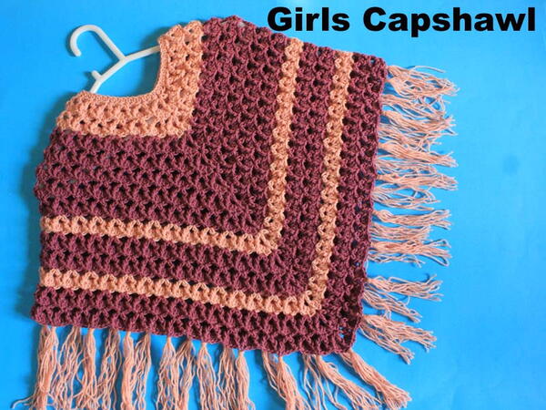 Blooming Poncho -capshawl With Fringe Blooming Poncho -capshawl With Fringe