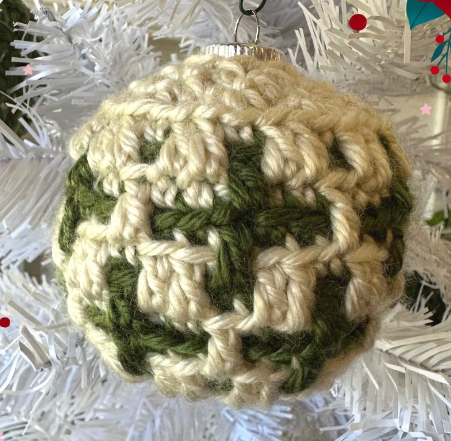 Mosaic Crochet Christmas Ornament - The Plus Side Bauble