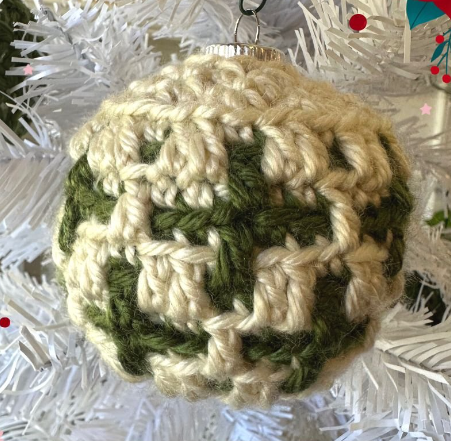Mosaic Crochet Christmas Ornament - The Plus Side Bauble Mosaic Crochet Christmas Ornament - The Plus Side Bauble