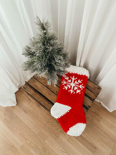 Snowflake Crochet Christmas Stocking