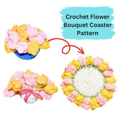 How To Crochet A Flower Bouquet Coaster Pattern Tutorial
