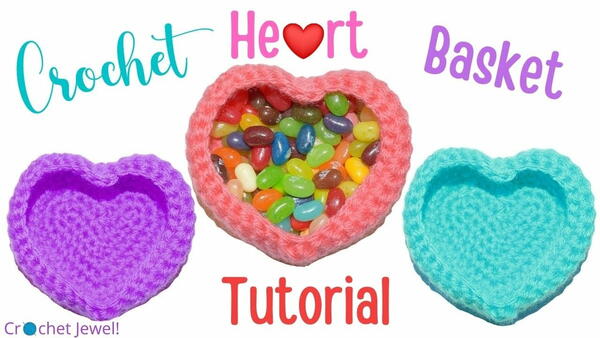 How To Crochet A Heart Basket Tutorial - Step By Step Instructions How To Crochet A Heart Basket Tutorial - Step By Step Instructions