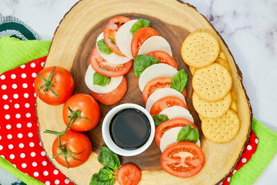 Easy Candy Cane Christmas Caprese Salad Appetizer