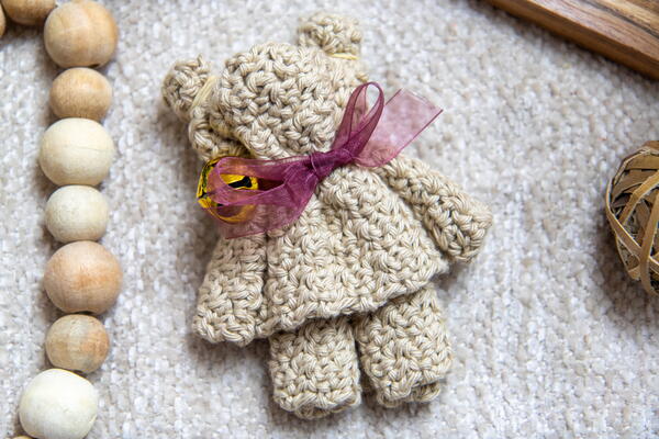 Washcloth Wrapped As Teddy Bear Washcloth Wrapped As Teddy Bear