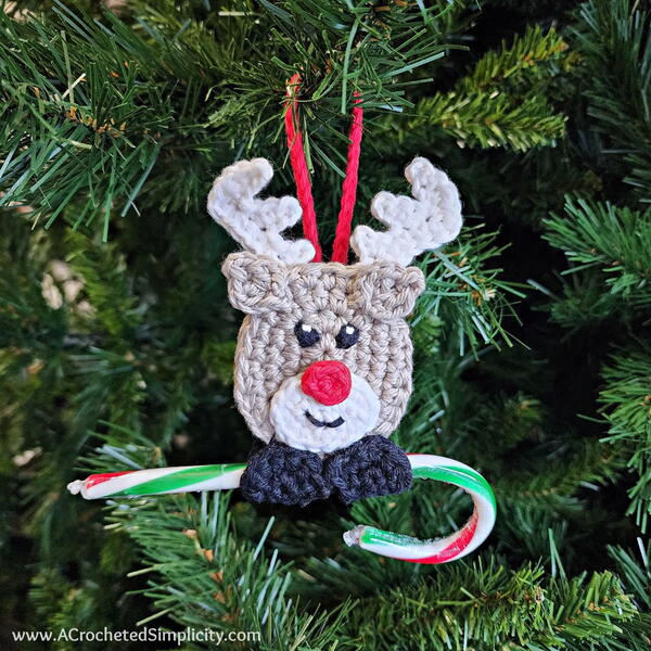 Crochet Reindeer Candy Cane Holder Crochet Reindeer Candy Cane Holder