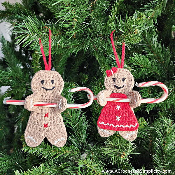 Crochet Gingerbread Man Candy Cane Holders Crochet Gingerbread Man Candy Cane Holders
