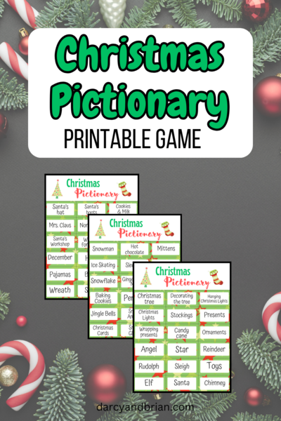 Printable Christmas Pictionary Game Printable Christmas Pictionary Game