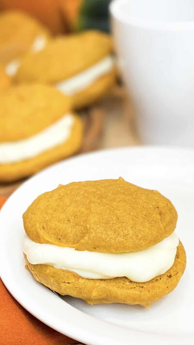 Pumpkin Whoopie Pies With Cream Cheese Filling