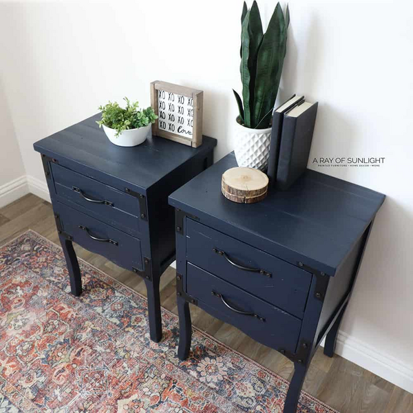 Painted Nightstands In Dark Blue Painted Nightstands In Dark Blue