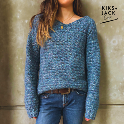 Your First Basic V Neck Crochet Sweater