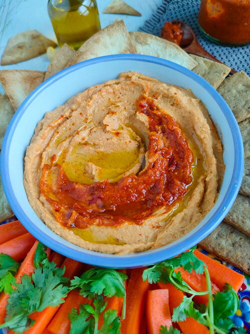 Easy Spicy Harissa Hummus Easy Spicy Harissa Hummus
