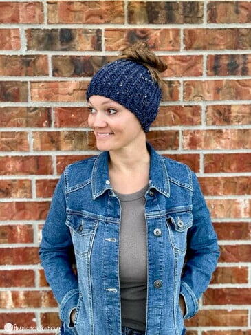 One Skein Messy Bun Beanie One Skein Messy Bun Beanie