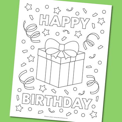 Printable Birthday Gift Box Coloring Page