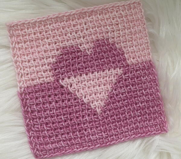 Tunisian Heart Coaster Tunisian Heart Coaster