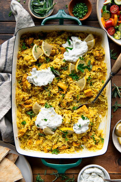 Dump And Bake Chicken Tzatziki With Rice