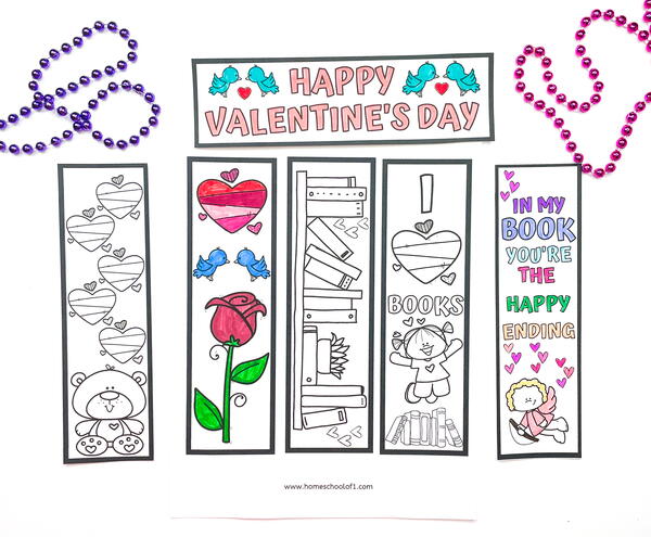 Valentines Day Bookmarks To Color Valentine's Day Bookmarks To Color
