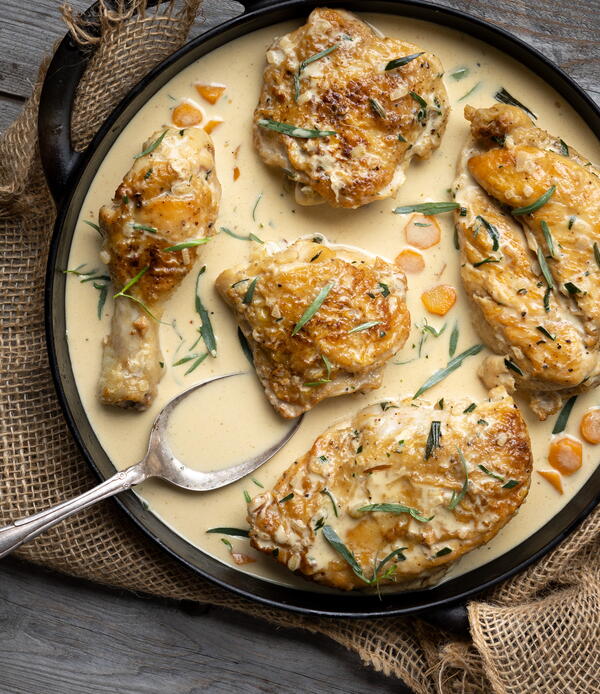 Braised Chicken in Tarragon Sauce Braised Chicken in Tarragon Sauce