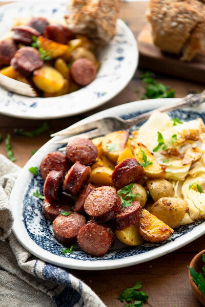 Sheet Pan Cabbage Potatoes And Sausage