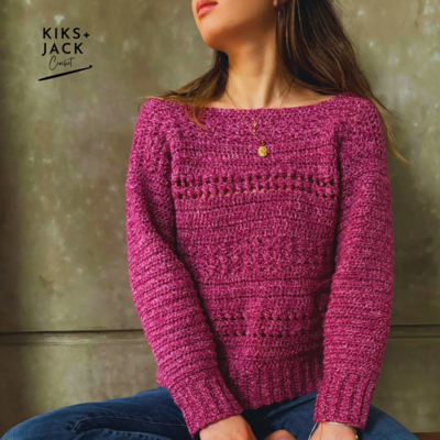 Raspberry Heather Simple Textured Crochet Sweater